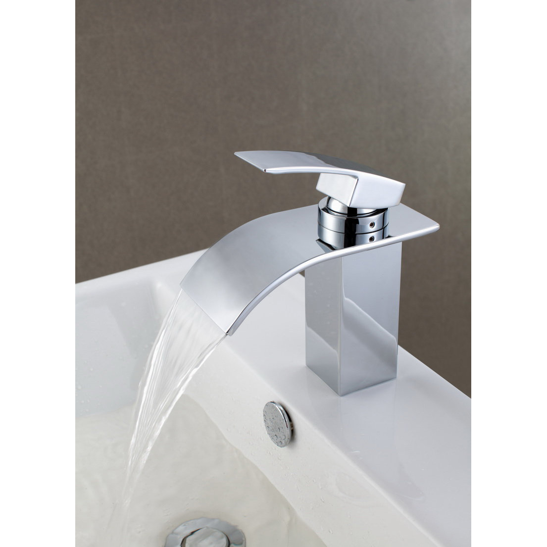 Sumerain Single Handle Deck Mount Waterfall Bathroom Sink